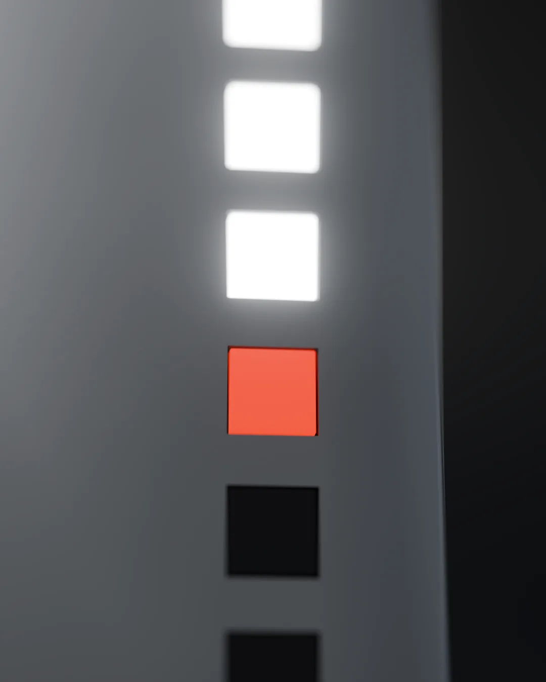 Close-up of the red light asking for approval